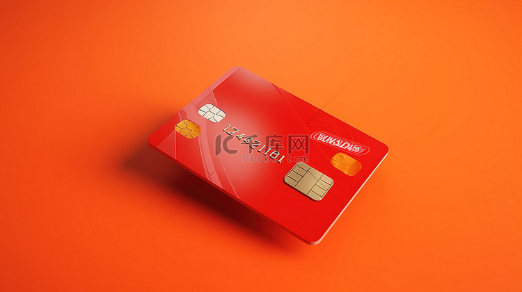 信用卡和利息在大胆的红色背景 