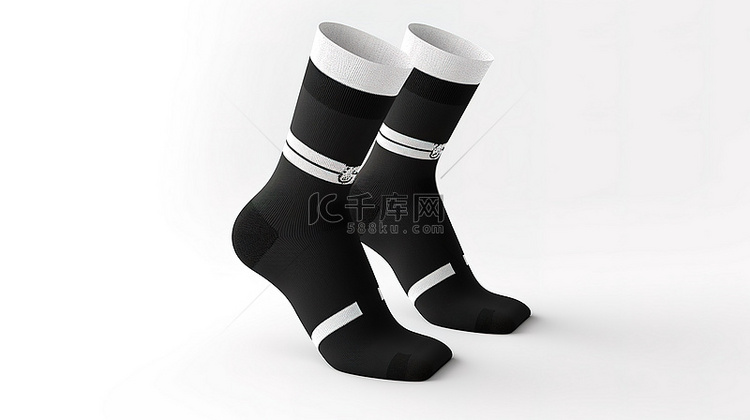 孤立 3D 渲染中的空白黑色袜