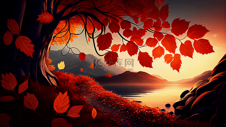 秋天落叶树皮背景