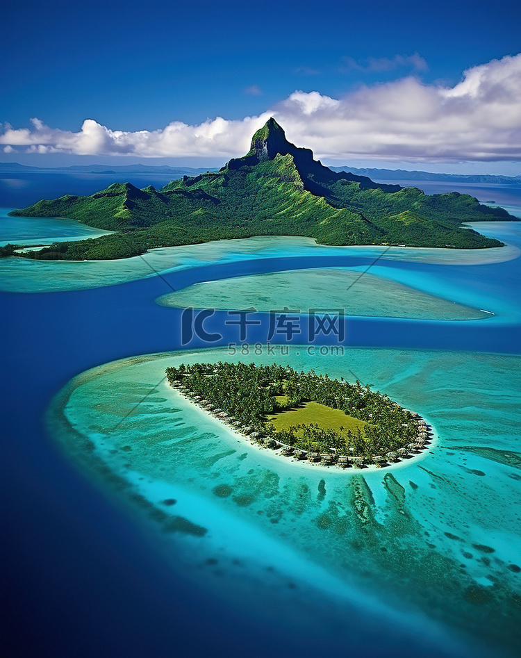 从空中拍摄的塔希提岛环礁