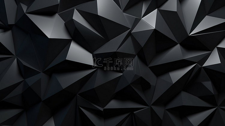 现代多面三角形黑色几何背景非常