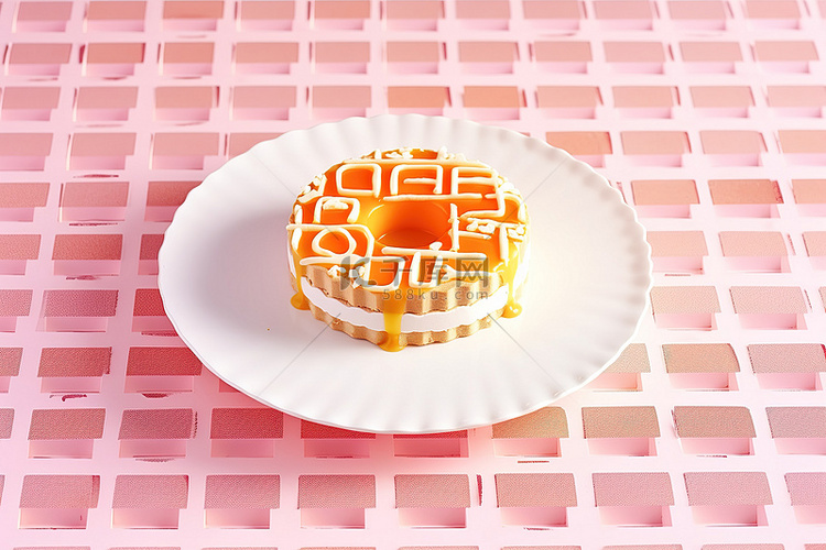瓷砖地板上的橙色蛋糕甜点