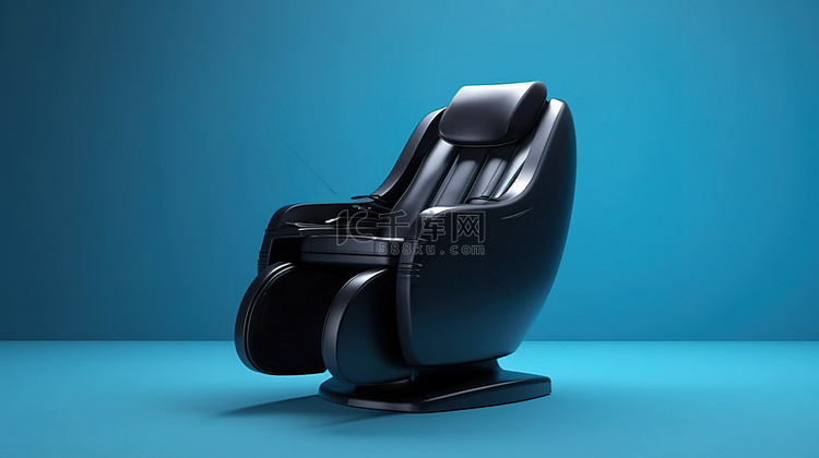 3D 黑色按摩扶手椅在蓝色背景