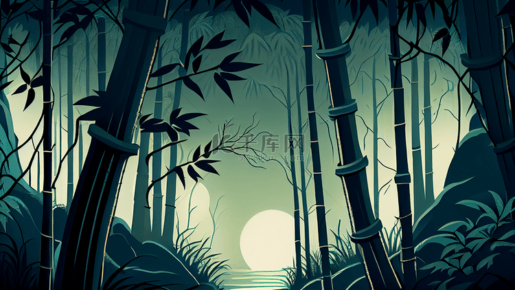 森林竹子中国风格背景
