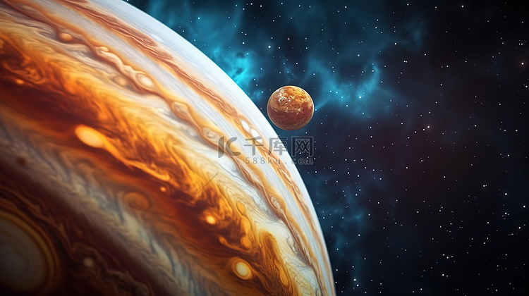 木星在外层空间的 3d 插图