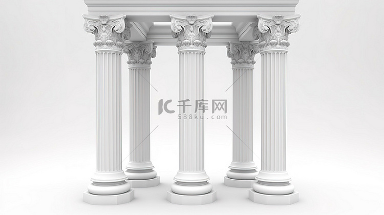 具有经典设计的白色古希腊柱拱的