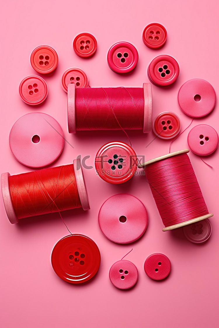 粉色桌子上的粉色线和按钮