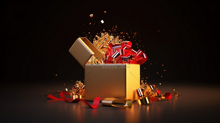 打开礼品盒，圣诞节和元旦的节日