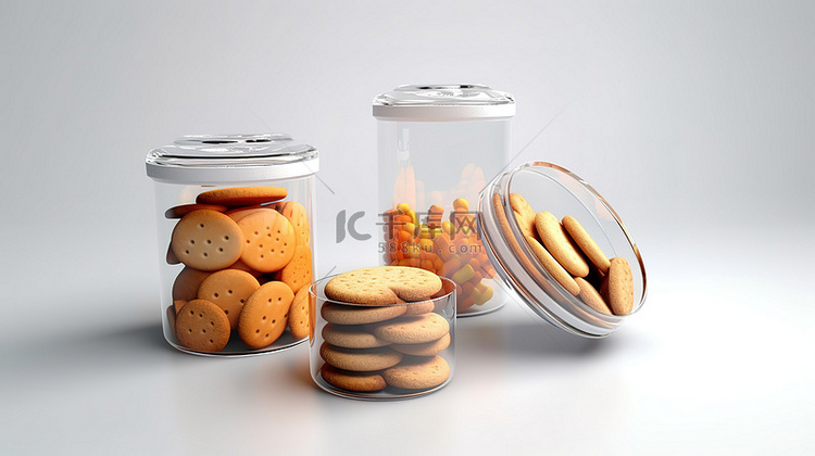 工作室背景下厨房罐隔离糖和饼干