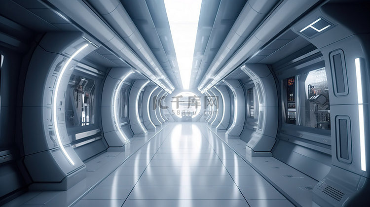 未来派科幻走廊和走廊室内设计的