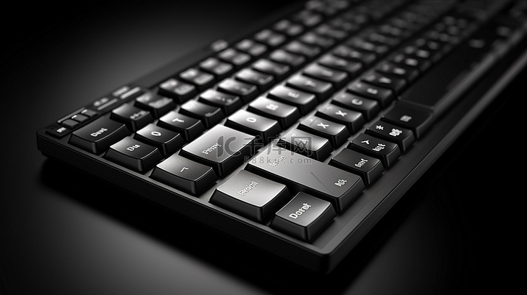 3D 渲染黑色键盘，具有电子商