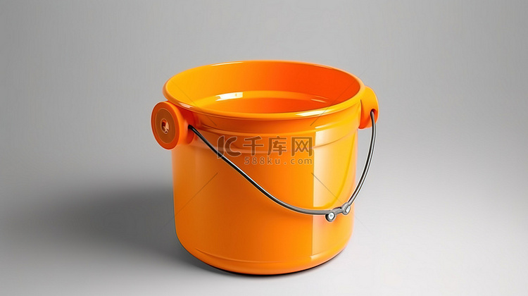 3d 渲染白色背景与橙色塑料桶