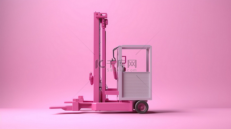 粉红色背景上简单集装箱提升机的