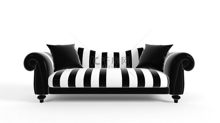时尚且细长的单色沙发，在 3D