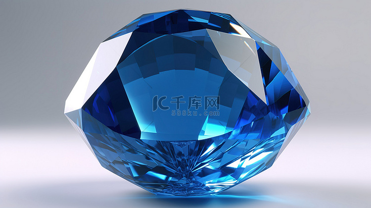 圆形蓝色蓝宝石宝石的 3d 渲染