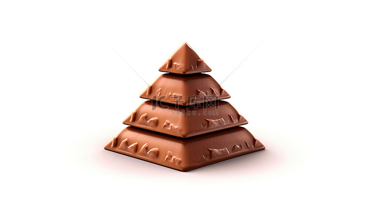 白色背景上孤立的金字塔形巧克力
