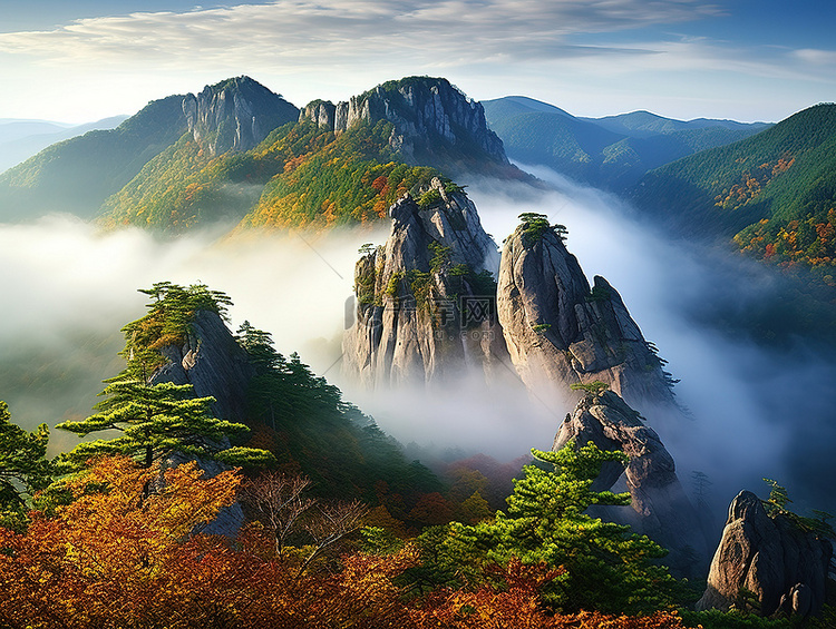 韩国崎岖的山脉