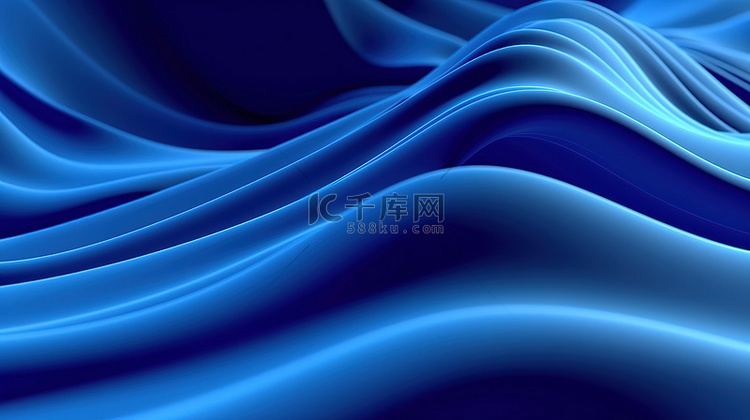 蓝色 3d 抽象波与循环波纹