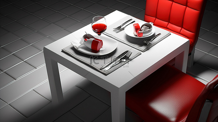 单色的红色单色餐桌图标
