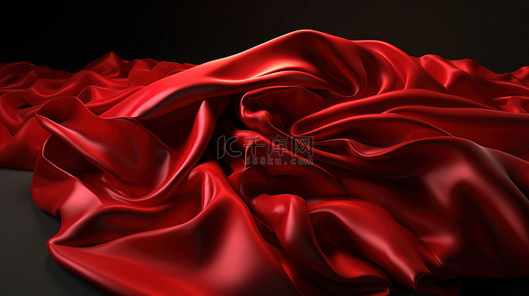 3d 渲染中带阴影的红色织物