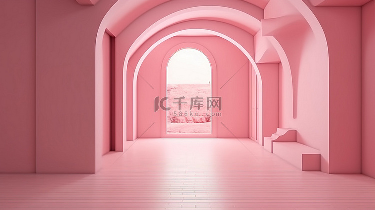 粉红色的工作室背景，带有充足的