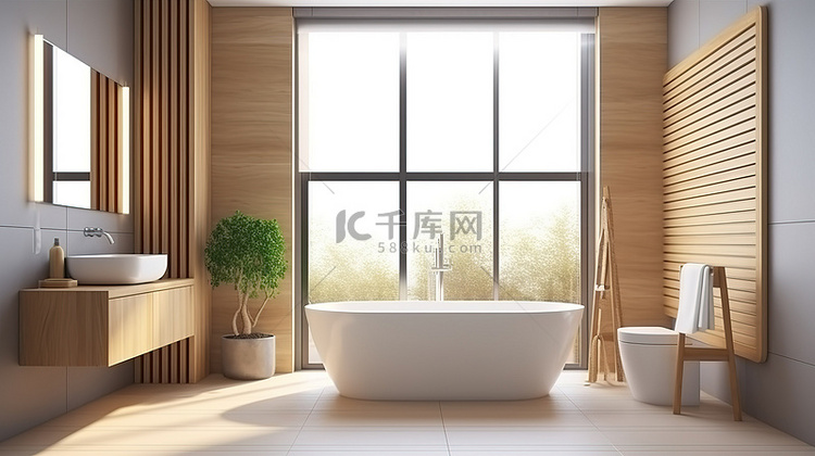现代风格的木制浴室和卫生间，可