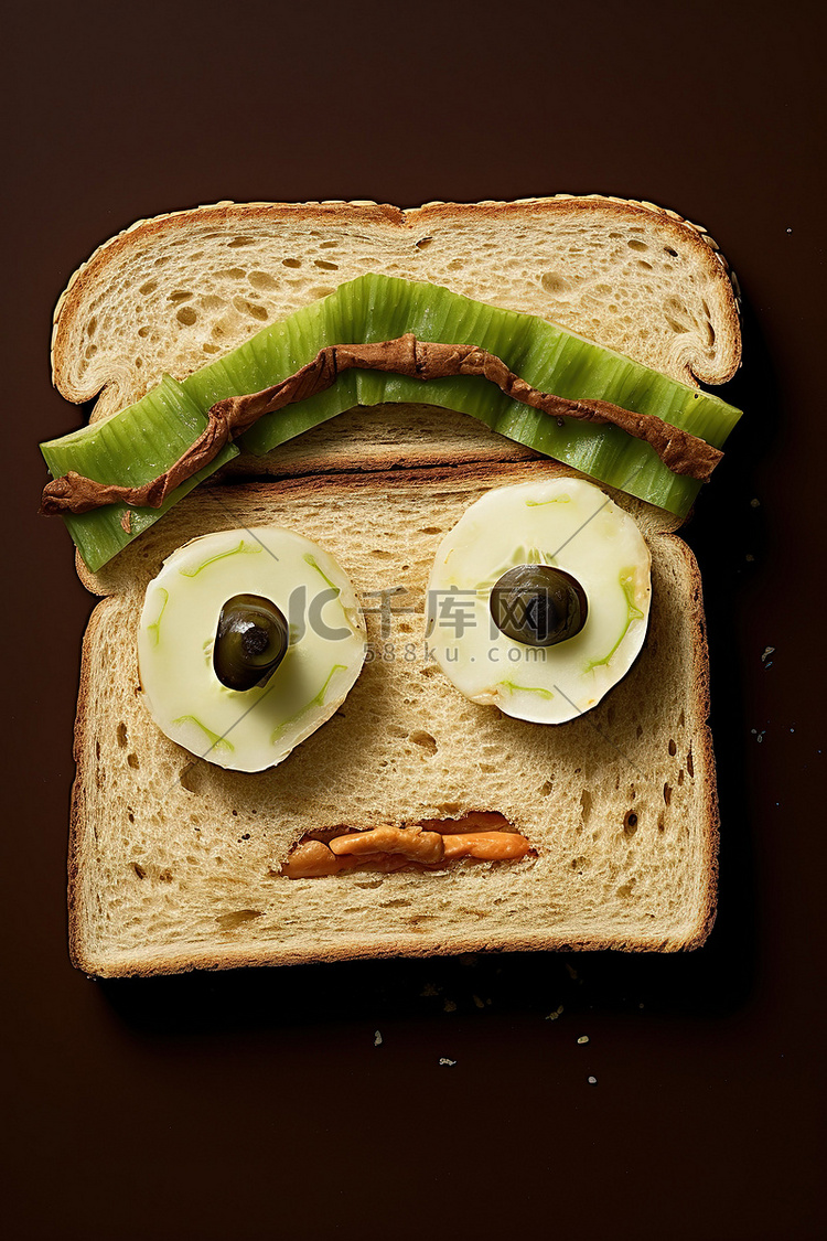 三明治的图像，上面画着眼睛