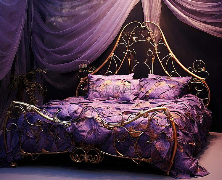 一张紫色的床
