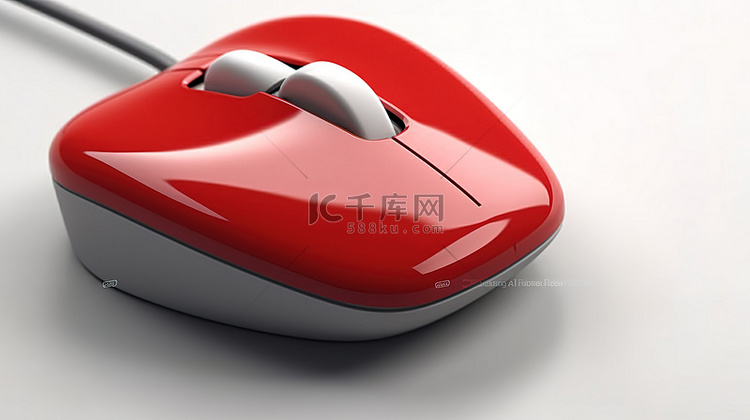 电脑鼠标上心形按钮的 3d 渲染