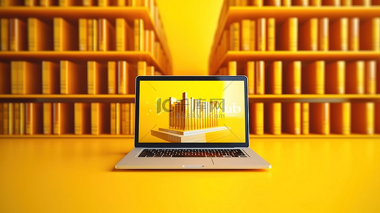 计算机屏幕上显示的黄色背景上图