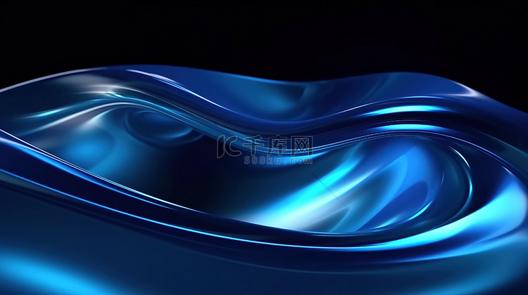 抽象霓虹蓝色形状的优雅 3D 