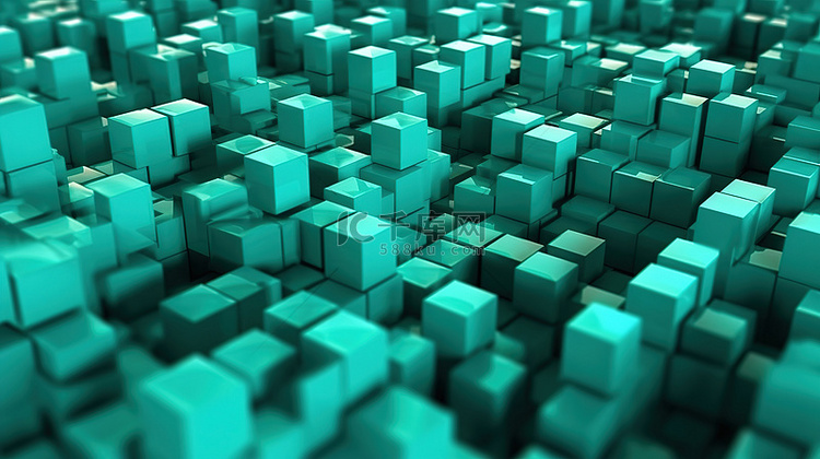薄荷色立方体的抽象 3D 渲染