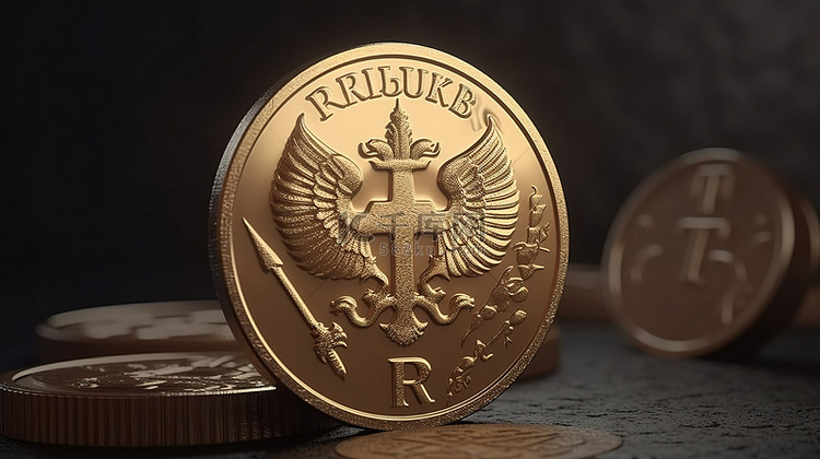 俄罗斯卢布硬币，带有 3D 渲