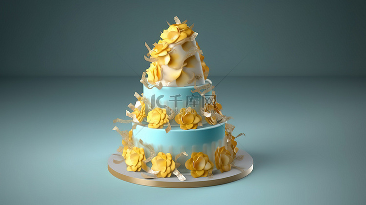 3D 蛋糕设计非常适合邀请卡演