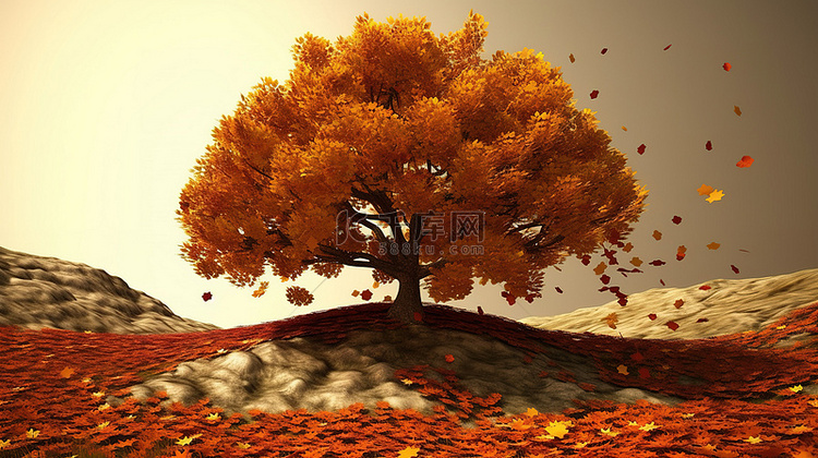 高品质 3D 秋树背景描绘秋季