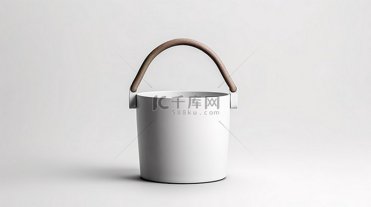 粘土风格的白色桶，在空白背景上