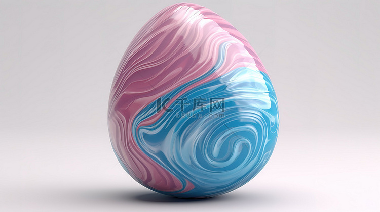复活节彩蛋用粉红色和蓝色波浪绘