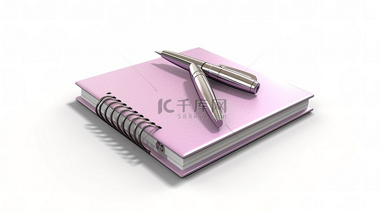 供个人使用的白色背景组织书和笔