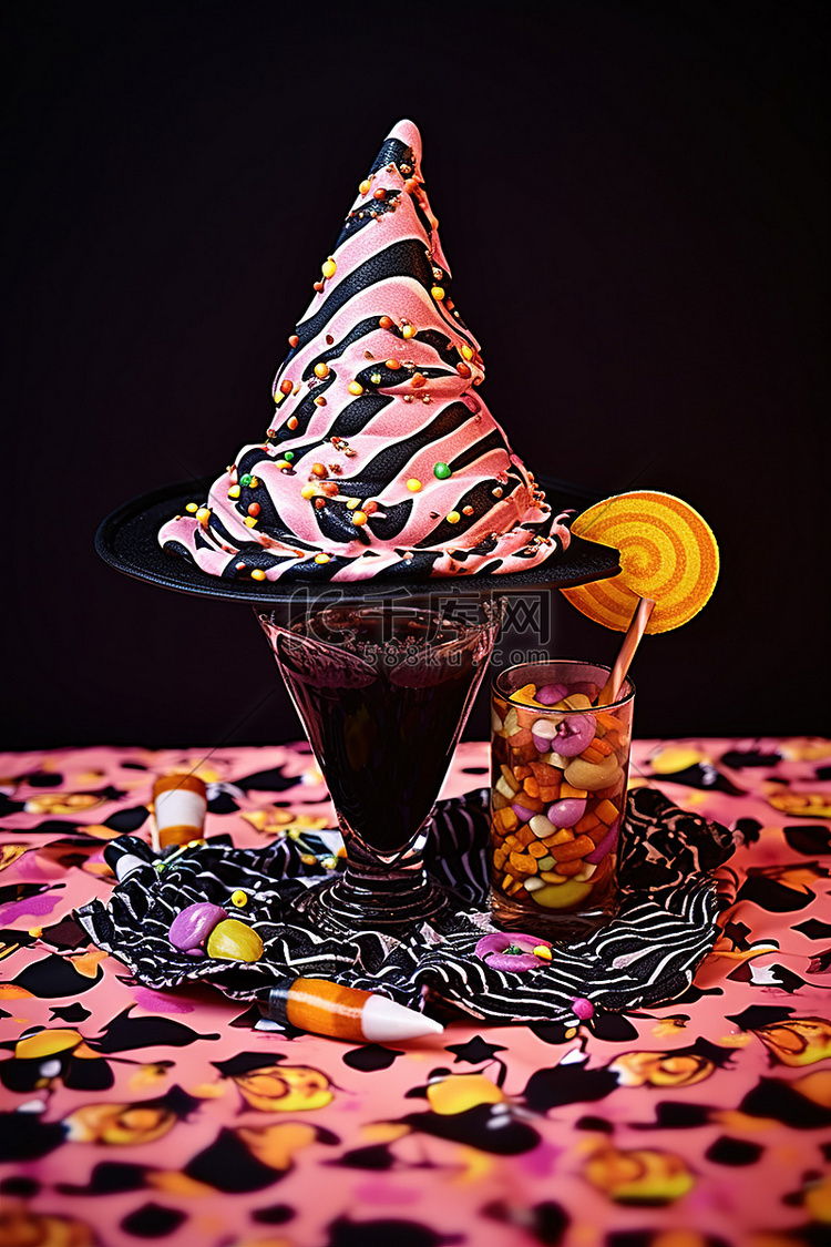女巫帽和糖果和奶昔