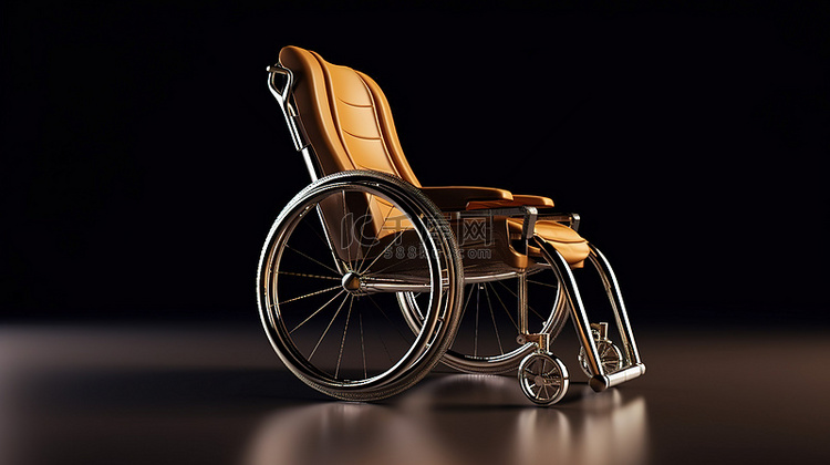 3D 渲染的设计师皮革俱乐部轮椅