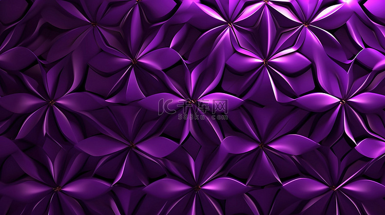 带有紫色 3d 图案的几何背景