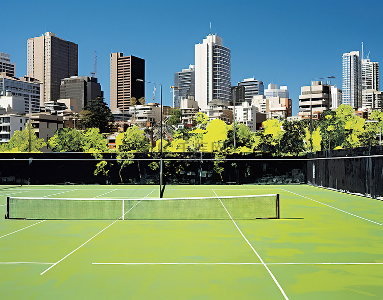 城市中的一个网球场