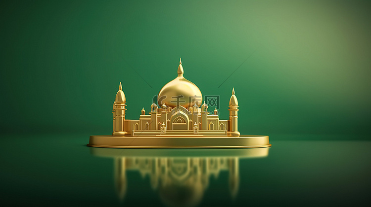 标志性清真寺 3D 渲染中清真
