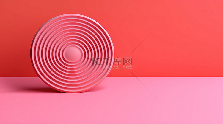 粉红色背景与 3d 中重叠的圆形线