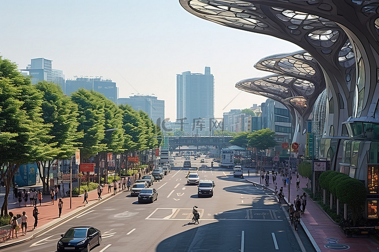 首尔市中心道路照片 GDR 首