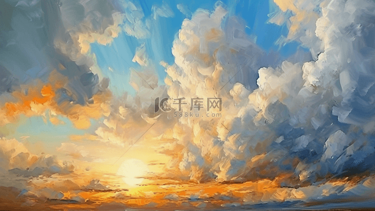 天空黄昏白云蓝天背景