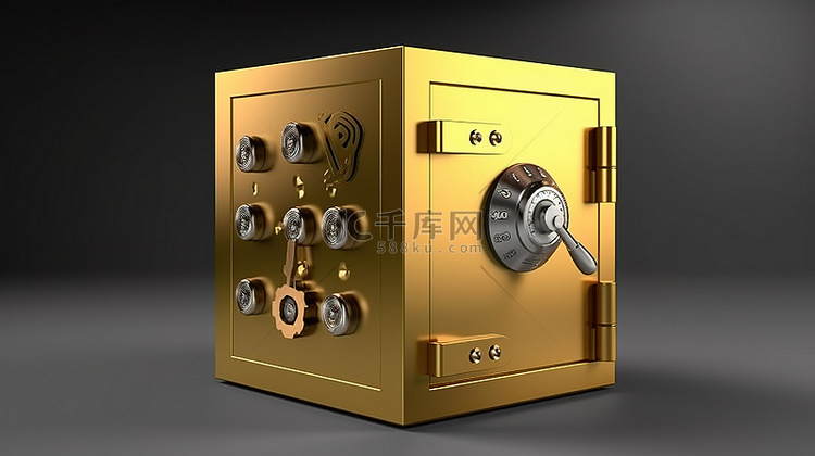 挂锁的铁钢保险箱，用于安全地存