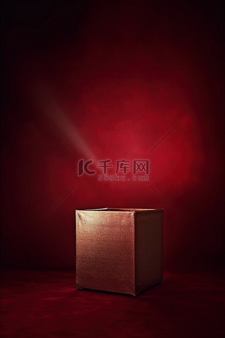 深红色背景上点亮的盒子