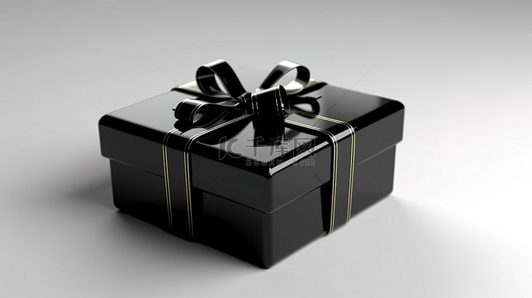 时尚黑色礼品盒的 3D 渲染