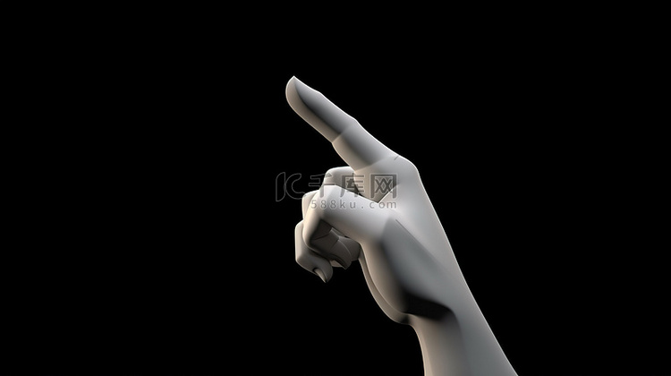 用 3D 渲染的卡通手用手指指